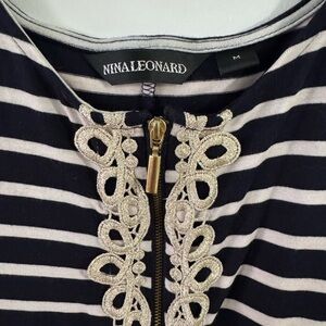 Navy and Gold stripped dress size medium NINA LEONARD